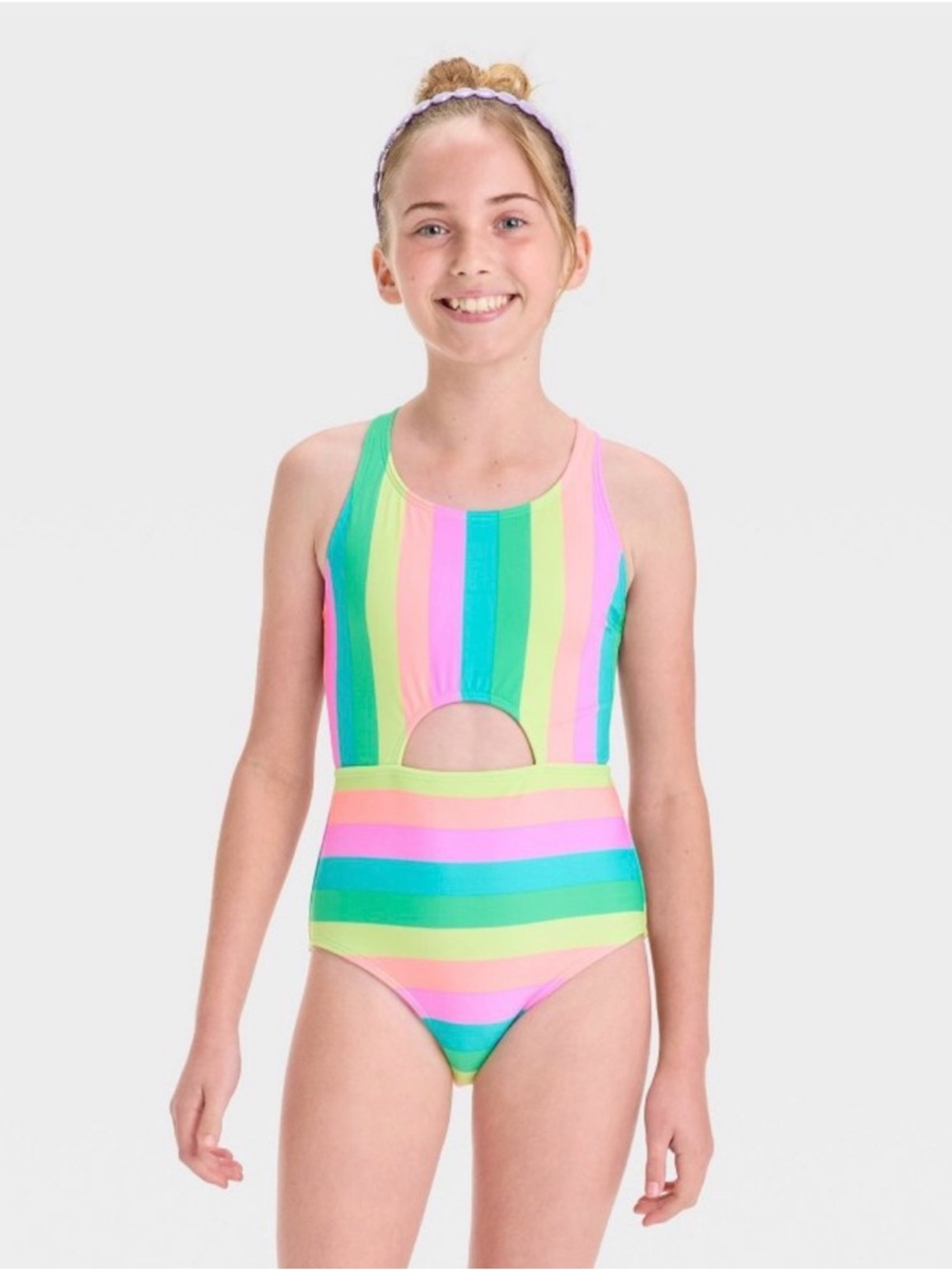 Girls' Sandy Island Rainbow Striped One Piece
Swimsuit - Cat & Jack™ M